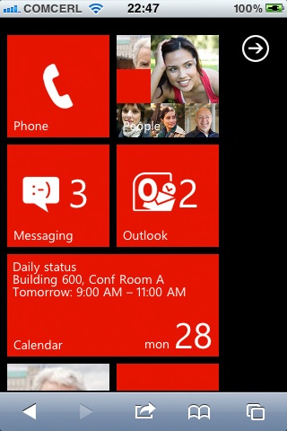 Pantalla Inicio Windows Phone 7