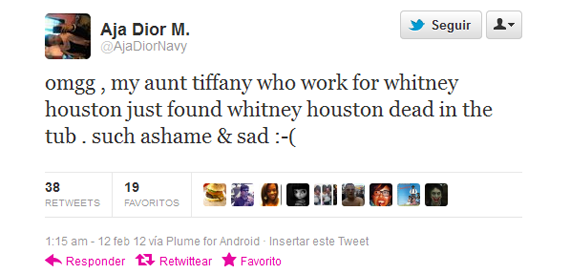 Primer tweet de la muerte de Houston